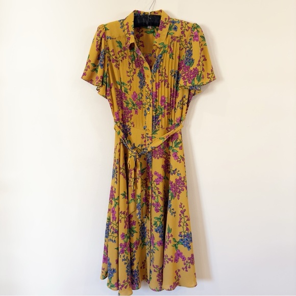 Nanette Lepore gold tie waist dress Size 2 - Picture 2 of 10